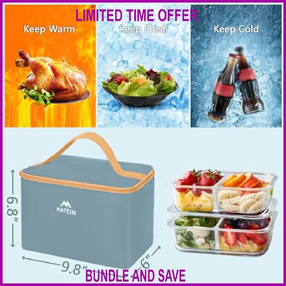 Rolling Laptop Tote Bag with Wheels, Detachable Cart, Insulated Lunch Box - Picture 6 of 8